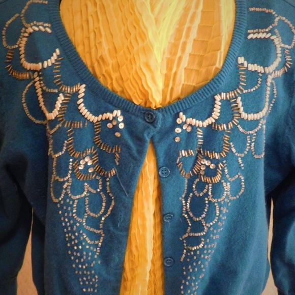 Forever 21 Blue Shrug Cotton Angora Cardigan L - Picture 2 of 3